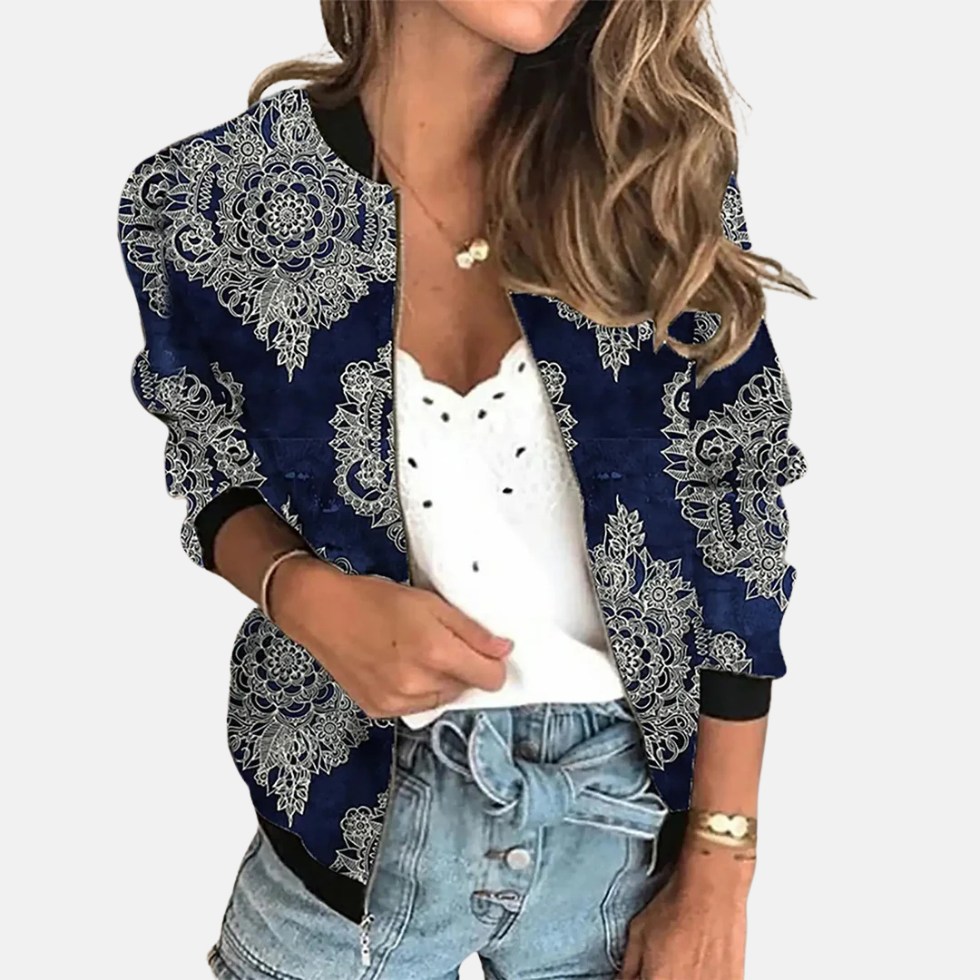 Blouson aviateur rétro pour femmes, motif tendance