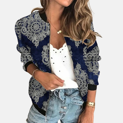Blouson aviateur rétro pour femmes, motif tendance