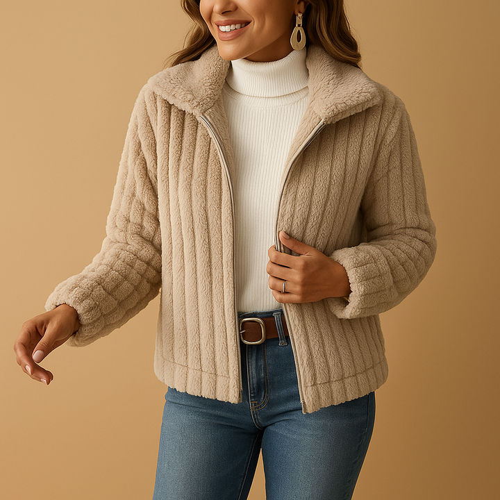Frauen Fleecejacke Stehkragen Warm Herbstmodell - IdealeKleiden