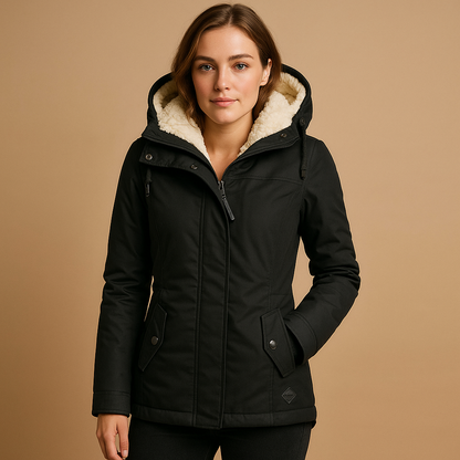 Veste d'hiver élégante pour femme avec capuche, à la mode
