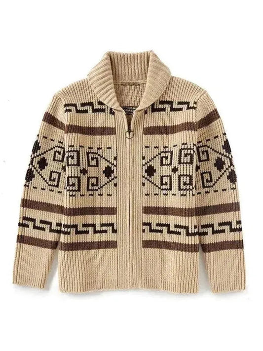 Stilvolle Herren Strickjacke Jacquard Pullover - IdealeKleiden