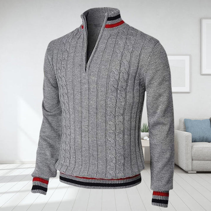 Pull pour homme torsadé gris classique