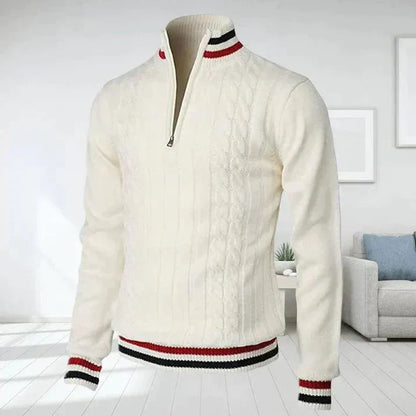 Herren Pullover Zopfmuster Grau Klassisch - IdealeKleiden
