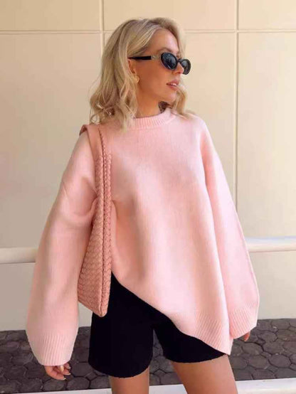 Pull oversize confortable Col rond Style décontracté