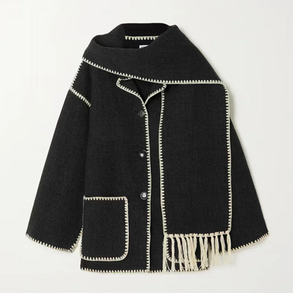 Manteau d'hiver oversize en laine avec col châle pour femme