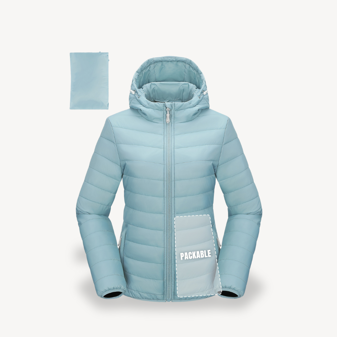 Veste de voyage matelassée à capuche pratique pour femme