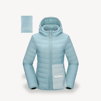 Veste de voyage matelassée à capuche pratique pour femme