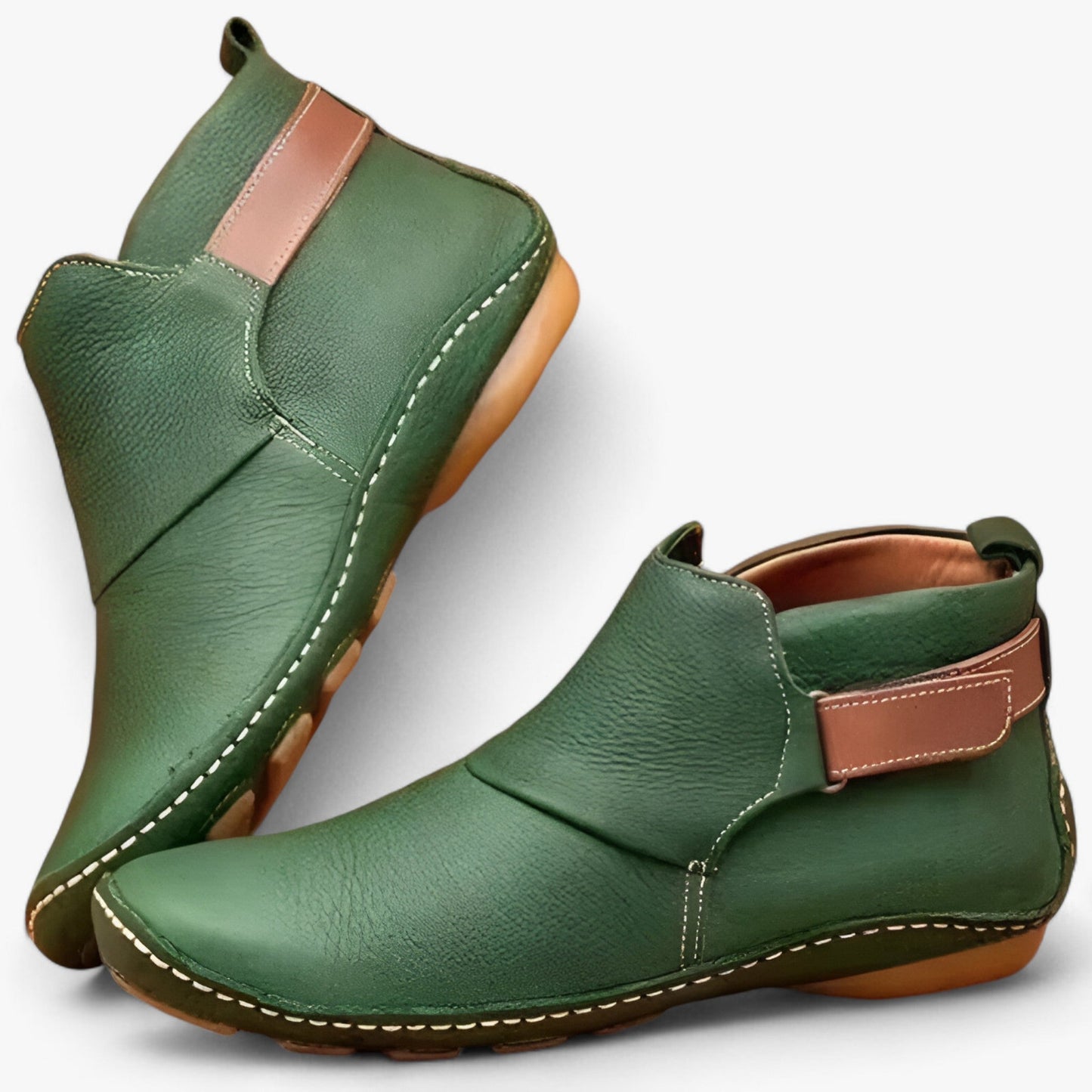 Bottines élégantes en cuir à bout rond confortables