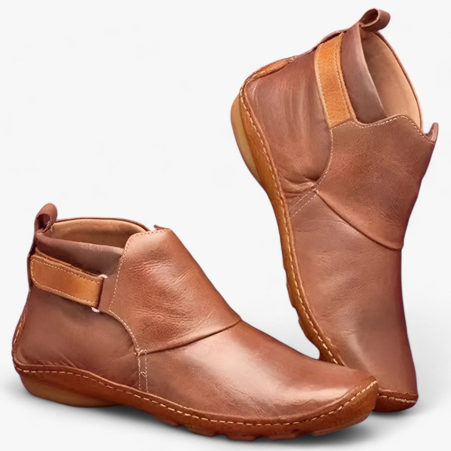 Bottines élégantes en cuir à bout rond confortables