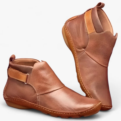 Bottines élégantes en cuir à bout rond confortables