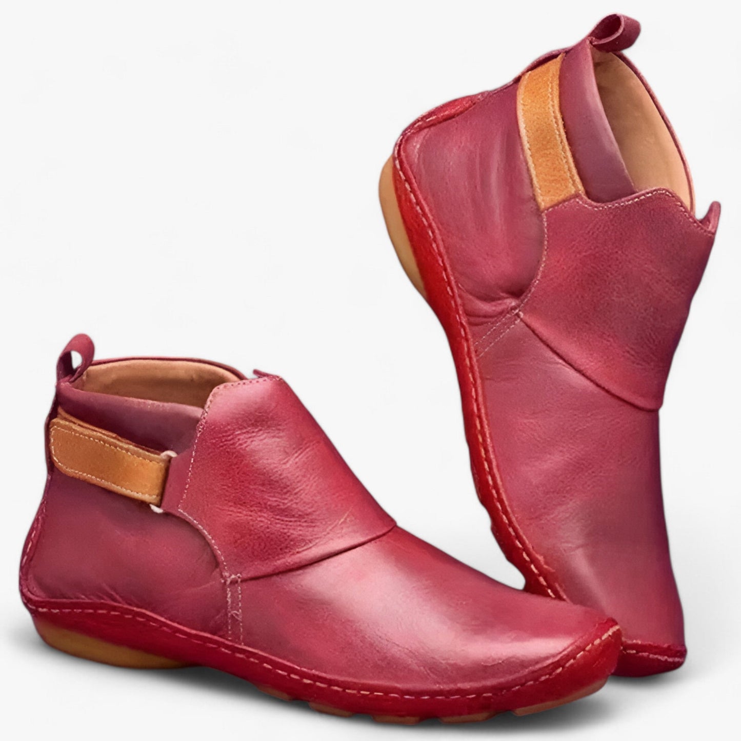 Bottines élégantes en cuir à bout rond confortables