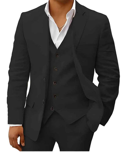Costume de mariage lin élégant noir