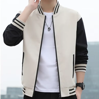 Blouson universitaire tendance motif à rayures