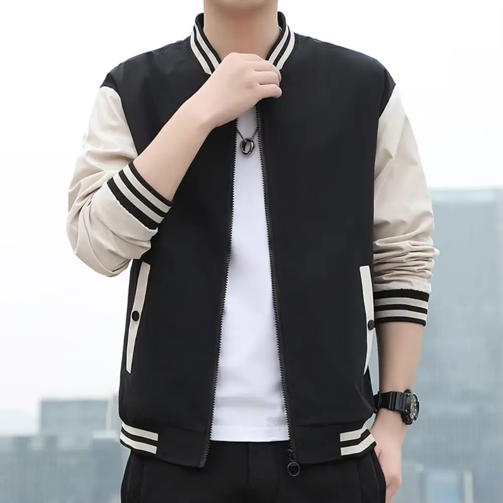 Blouson universitaire tendance motif à rayures