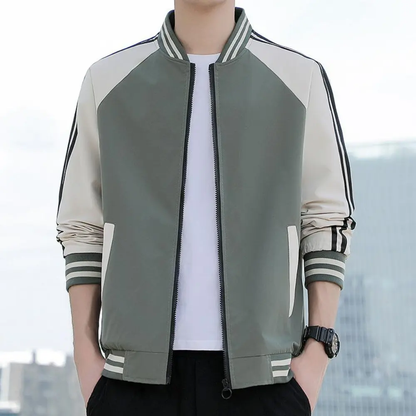 Blouson universitaire tendance motif à rayures