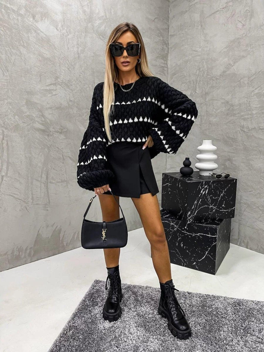 Pull en grosse maille motif losanges oversize