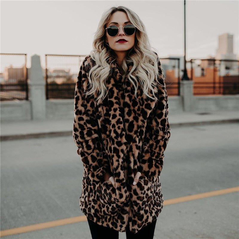 Manteau léopard femme Élégant et chaud