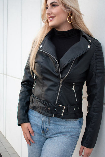 Blouson en cuir élégant pour femme style motard