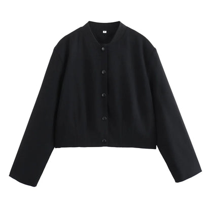 Veste d'été légère femme - Blouson bomber décontracté avec col montant