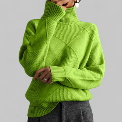 Pull over oversize femme à col roulé motif hiver