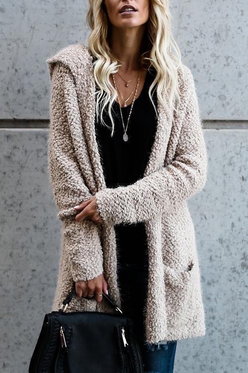 Kapuzenjacke Damen Trendy Strick - IdealeKleiden