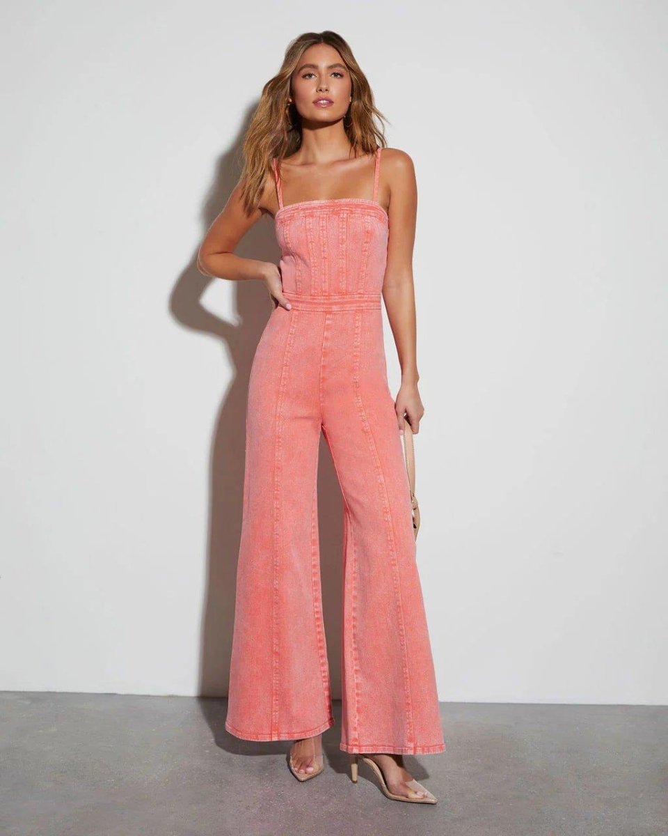 Livia - Frauen Jumpsuit Denim Chic mit Korsett-Oberteil - IdealeKleiden