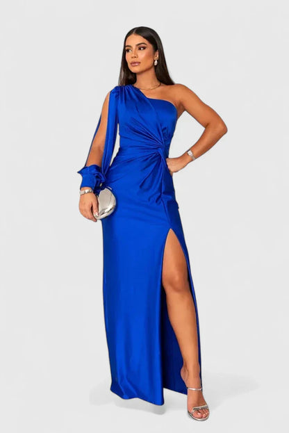 Robe de soirée élégante pour femme, asymétrique à une épaule