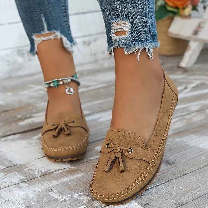 Damen Loafers Elegantes Design Schleife - IdealeKleiden