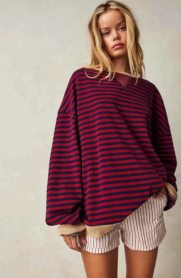 Pull rayé confortable coupe décontractée