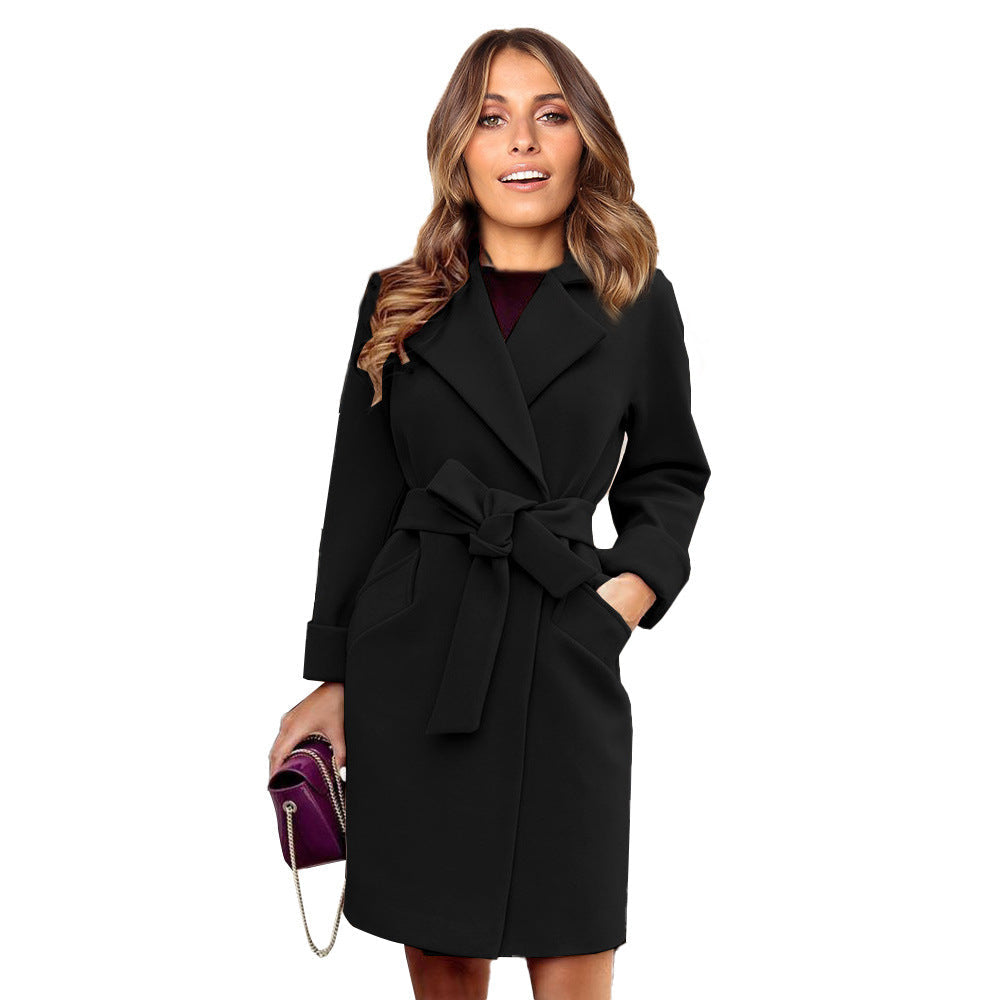 Élégant Manteau Long Femme Laine Croisé