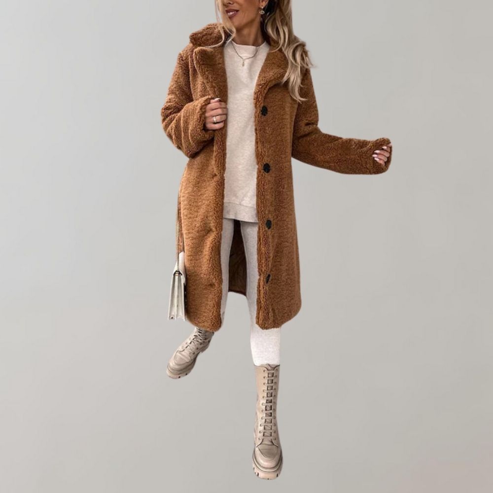 Manteau long femme élégant en teddy