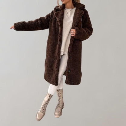 Manteau long femme élégant en teddy
