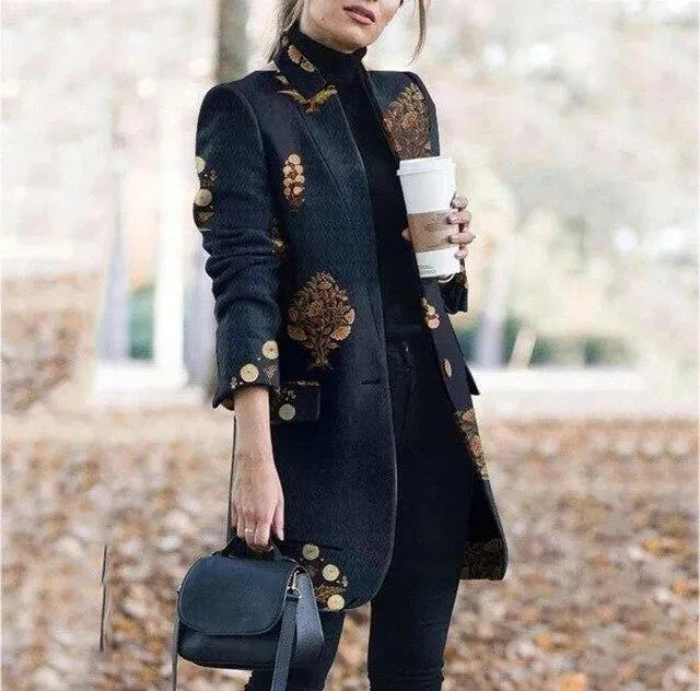 Élégant blazer long vintage pour femme