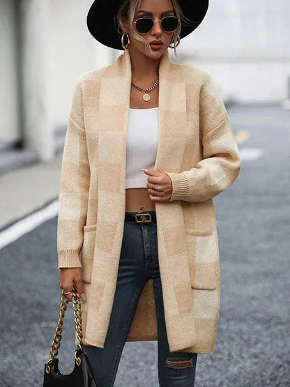 Cardigan élégant à carreaux pour femmes