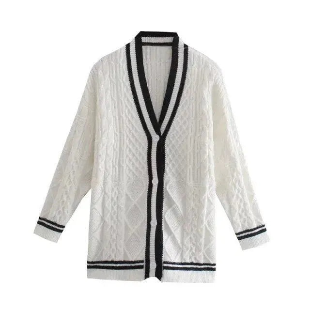 Cardigan tendance pour femme avec motif rayé