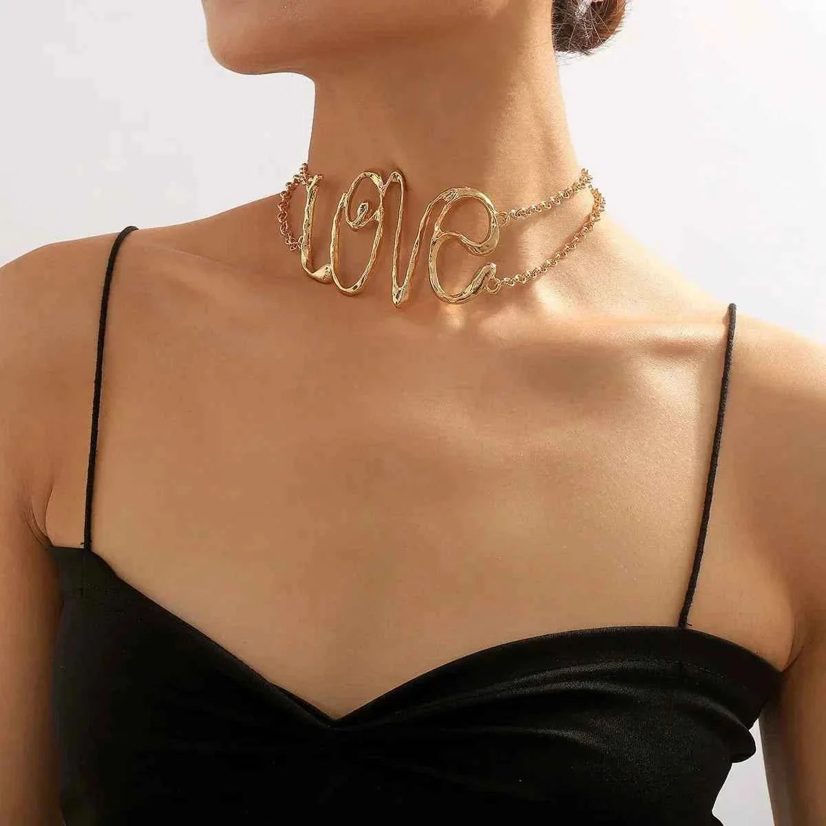 Glamour Halskette mit Kettengliedern Goldton - IdealeKleiden