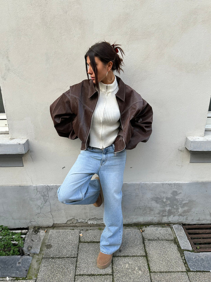 Grande Veste Femme Fermeture Éclair Élégante