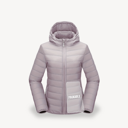 Veste de voyage matelassée à capuche pratique pour femme