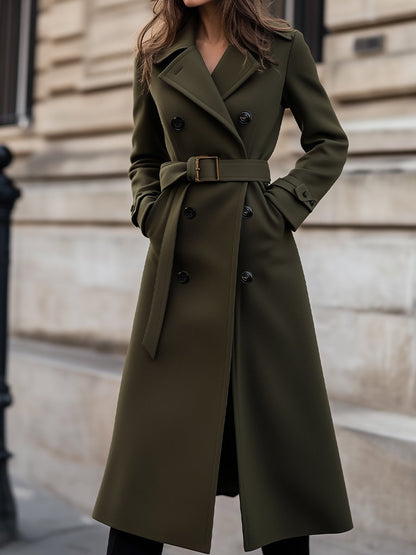 Manteau long d'hiver pour femmes, style col tunisien