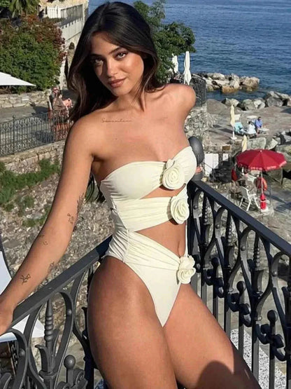 Luna - Monokini Femme Imprimé Floral Style Bandeau