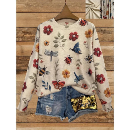 Pull à col roulé à motif floral pour femmes