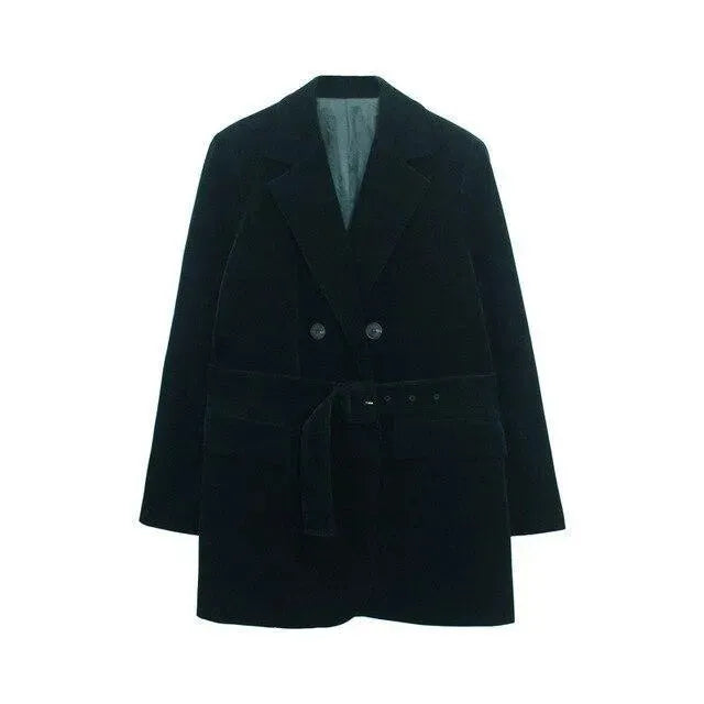 Blazer élégant pour femme oversize avec ceinture en velours