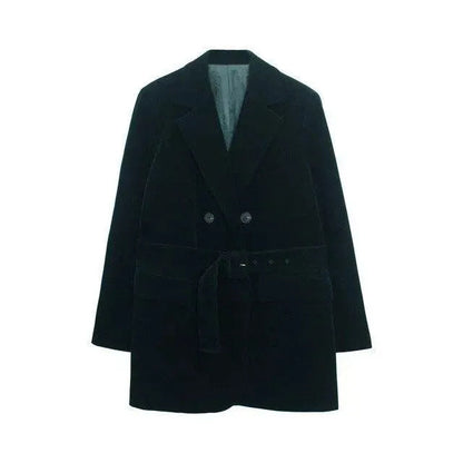 Blazer élégant pour femme oversize avec ceinture en velours