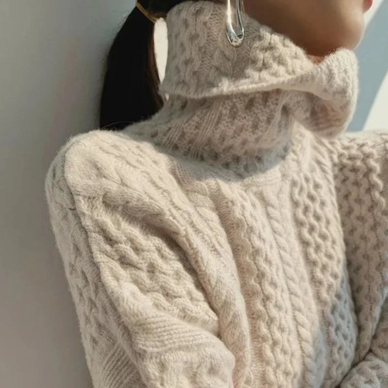 Pull col roulé élégant en cachemire pour femme