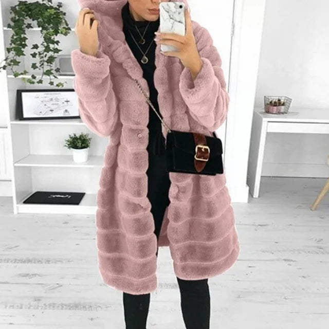 Manteau d'hiver femme de luxe rembourré à capuche