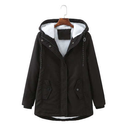 Manteau d'hiver de luxe élégant noir pour femme