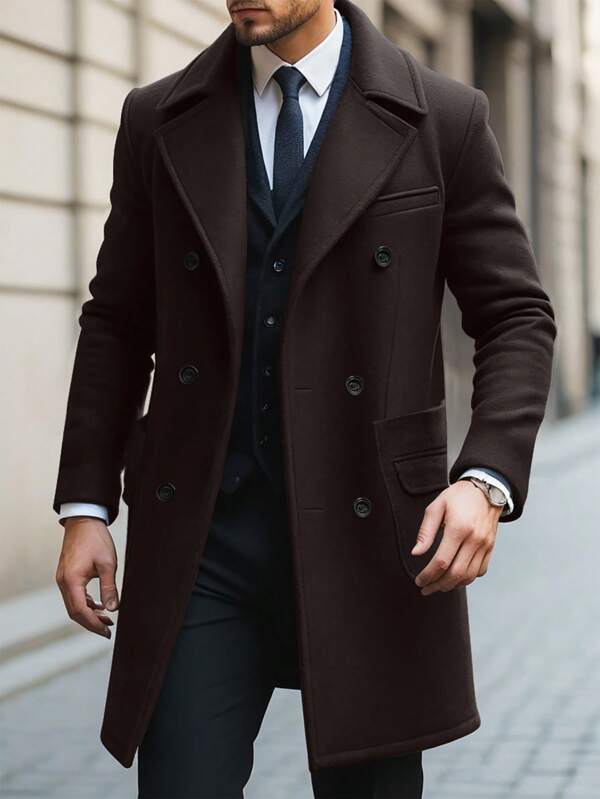 Élégant Manteau long Homme Marron
