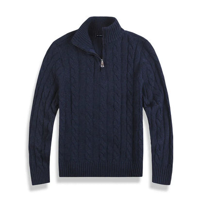 Pull pour homme en maille torsadée avec demi-zip