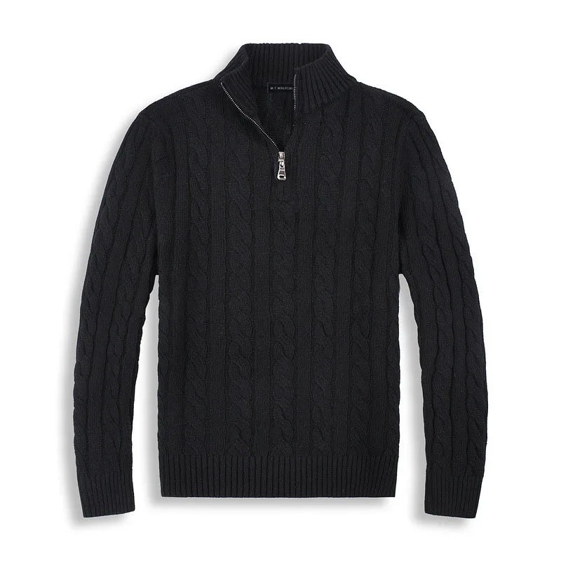 Pull pour homme en maille torsadée avec demi-zip
