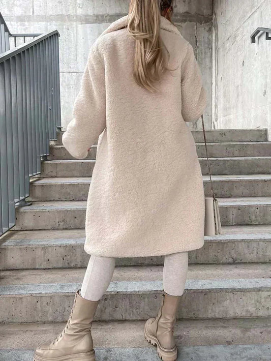 Mantel Damen Flauschig Elegantes Design - IdealeKleiden
